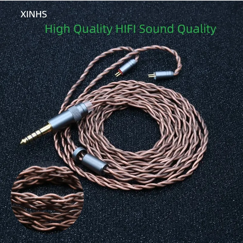 

XINHS G09 Earphone Cable 4 Core 7N SingleCrystal Copper Plated Silver Dark Brown