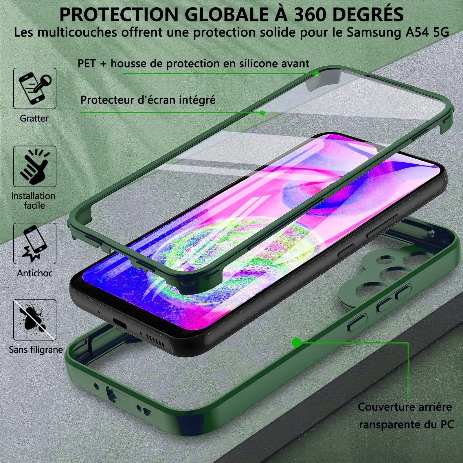 360° Transparent Full Body Screen Protector Case - Shockproof Design