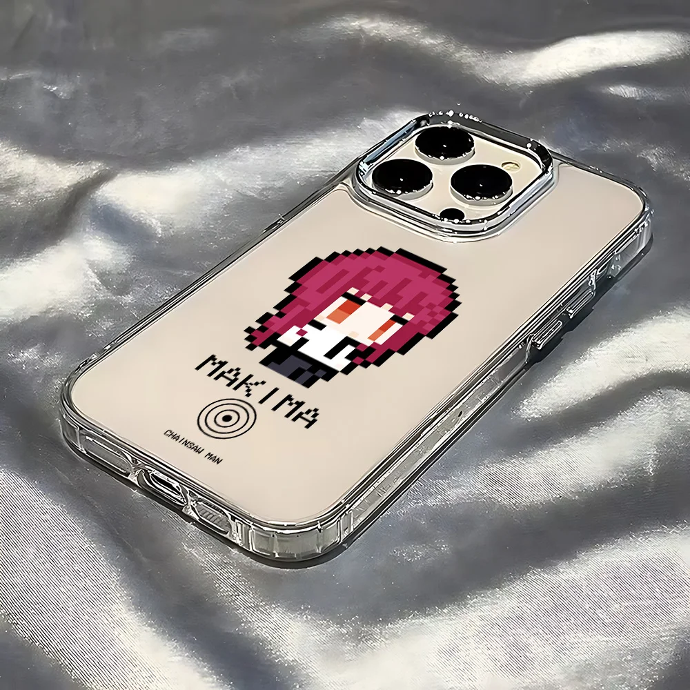 Pixel Cartoon Chainsaw Man Clear Soft Phone Case