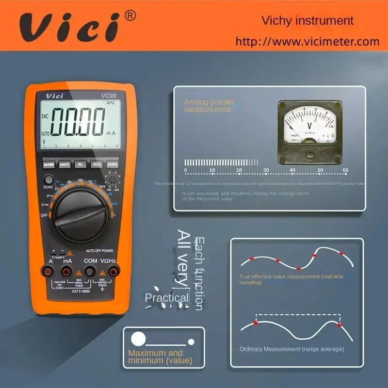 VICI VC99 3 6/7 Auto-range Digital Multimeter DC AC voltage current Resistance Capacitance Meter Tester Ammeter Voltmeter