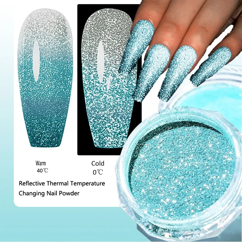 3 Layer Color Thermal Nail Reflective Glitter Powder Art Sparkle Pigment  Crystal