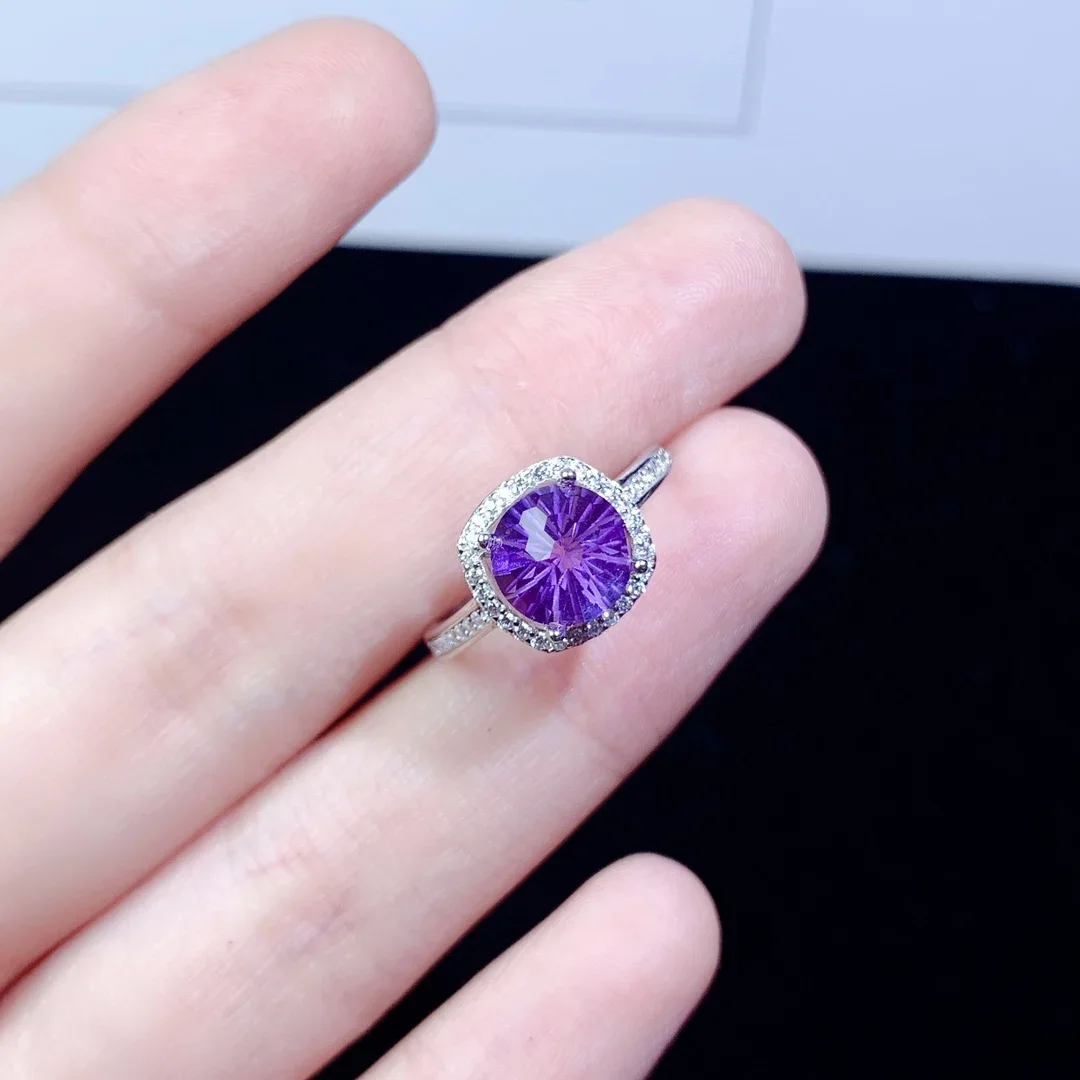 

925 Silver Amethyst natural gem women's ring atmospheric luxury women's jewelry women's Christmas free mail ring boutique