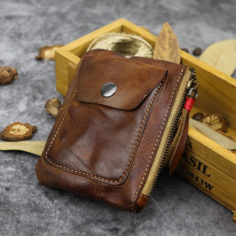 Genuine Cowhide Leather Small Key/Coin/Card Pouch – Black Unisex Key Ring (KP02)