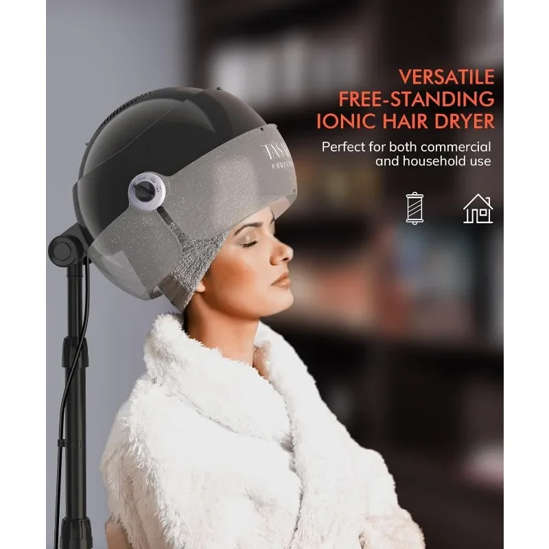 TASALON Ionic Hooded Dryer-1875W Bonnet Hair Dryer,Sit Under Hair Dryer for Home and Salon,Auto Hood,3 Temperature