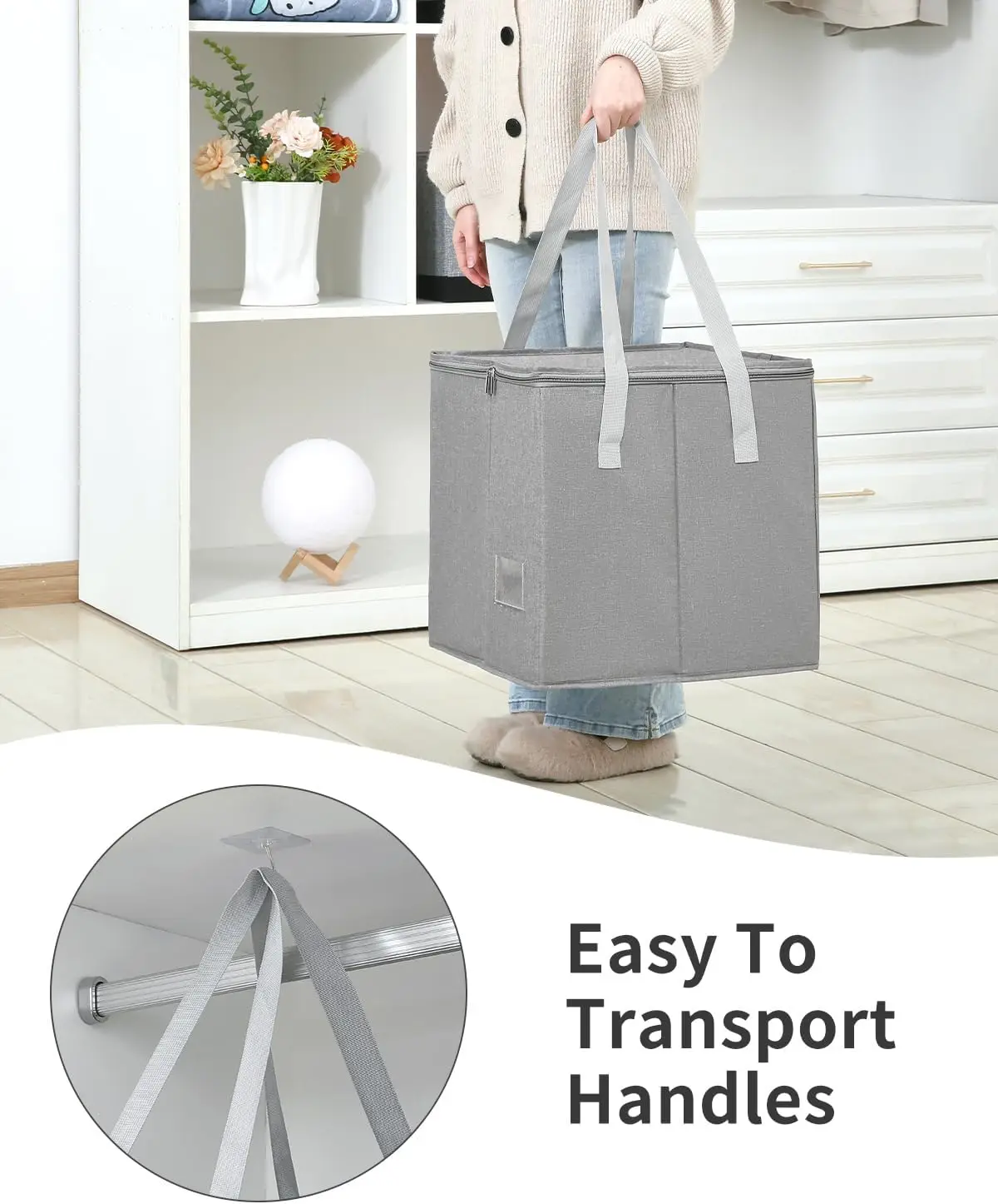 2 Pack Clothes Hanger Organizer Bag-Rigid Storage Containers with Lid for Dustproof 3