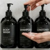 2 or 3 Chamber Shampoo and Conditioner Dispenser Set - No Drill Minimalist Bathroom Organizer, 16oz Refillable Pump Bottles