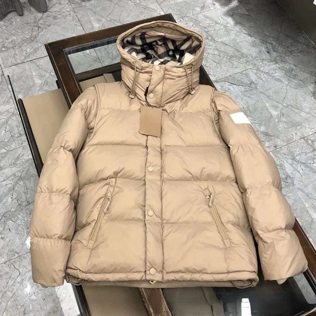Down Jacket Winter Detachable Sleeves Hooded Down Coats Cold Resistant and Warm Men Women's 95% White Duck Jacket