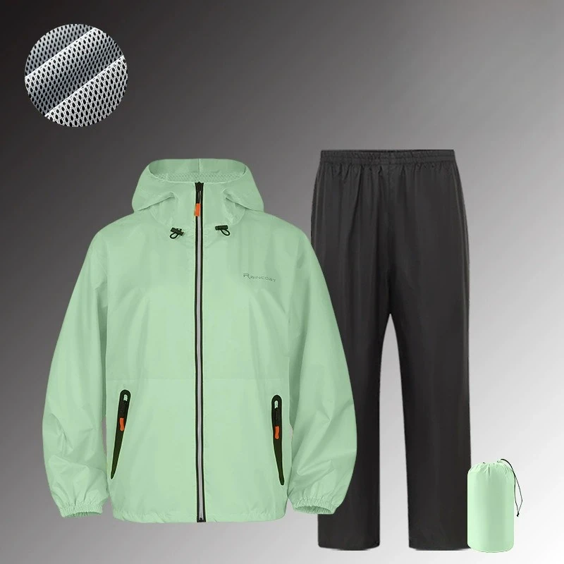 Men's and Women's Electric Car Riding Fishing Suit Reflective Raincoat Rain Pants Set Full Body Rainstorm Protection