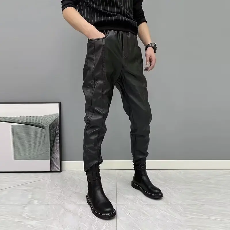 Autumn Winter Leather Pants Locomotive Men Clothing Cargo Pants Man Sport Sports Big Size Men's Winter Clothes Trousers Male
