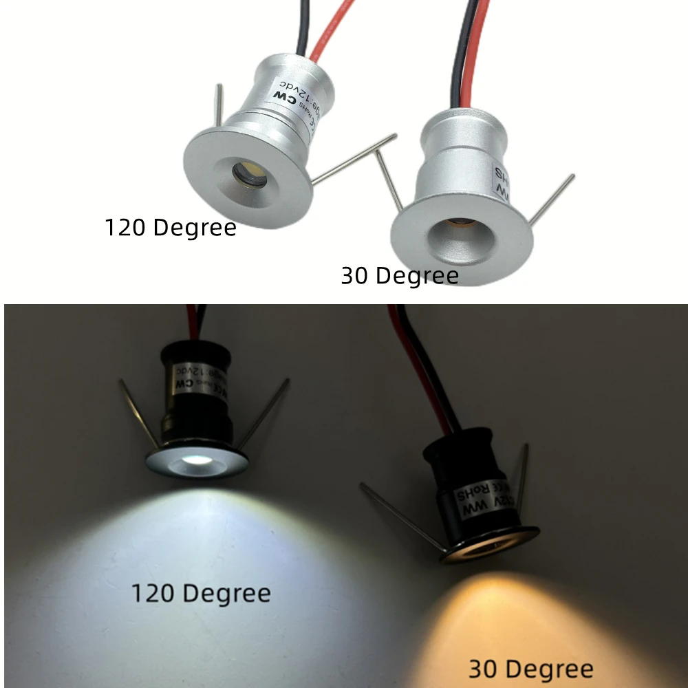 Mini Spot LED 12V Downlights Dimmable 1W Ceiling Lamp Set Remote Controller 15mm Recessed Black Silver White Cabinet Spot Lights 5