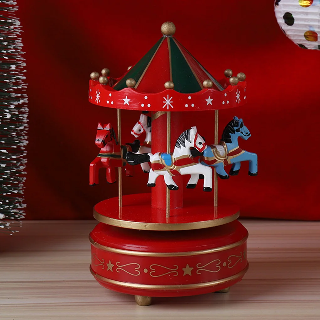 

Merry-go-round Music Boxes Wooden Horse Roundabout Carousel Musical Box Christmas Gift Horse Carousel Box Home Decor