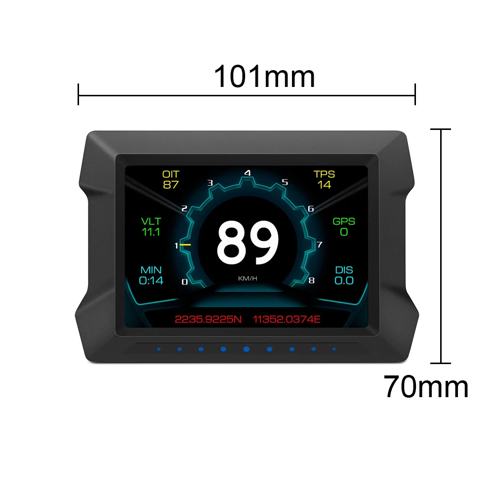 자동차 전자 OBD2 GPS 헤드업 디스플레이 속도계 경사 틸트 계량기, 과속 저전압 알람, P22 듀얼 시스템 HUD