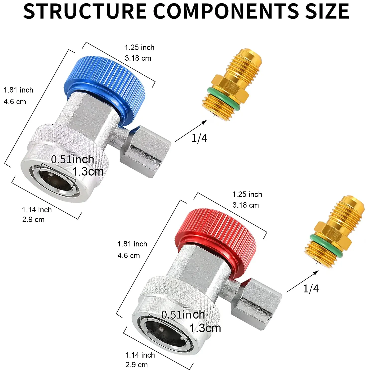 Air Conditioner Coupler R134A H / L Adapters Quick Coupling Air Conditioner Coolant Adjustable Brass Adjustable air conditioning fluoride Quick Coupler