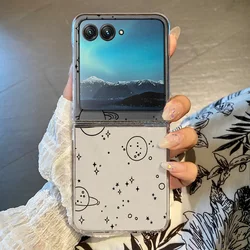 Transparent Airplane Astronaut Print Shockproof Folding Phone Case - Motorola Razr 70 (A117)