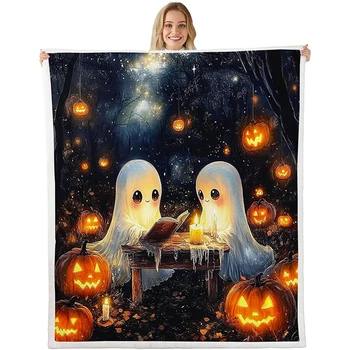 Halloween Ghosts Flannel Blanket 1