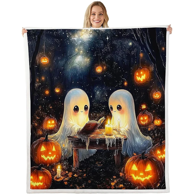 Halloween Ghosts Flannel Blanket 1