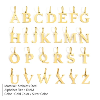 10PCS 26 Letters Stainless Steel Cut Alphabet Pendant for DIY Woman Necklace Ladies Jewelry Accessories Wholesale Dropshipping 2