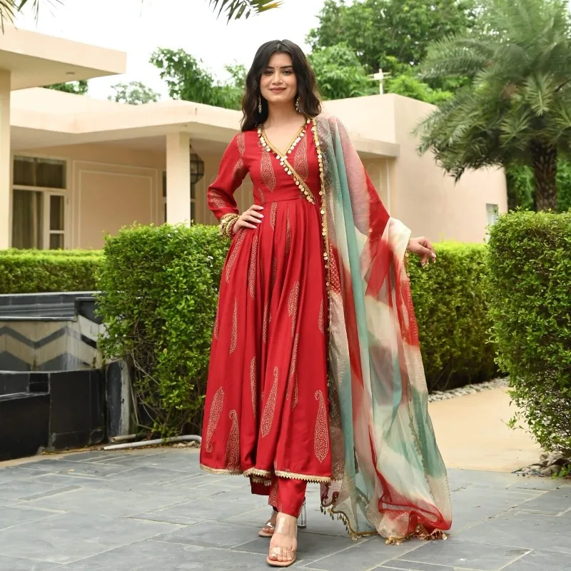 Women Anarkali Kurta Palazzo With Dupatta Set Diwali Gift Dress For Girls  Kurti | eBay