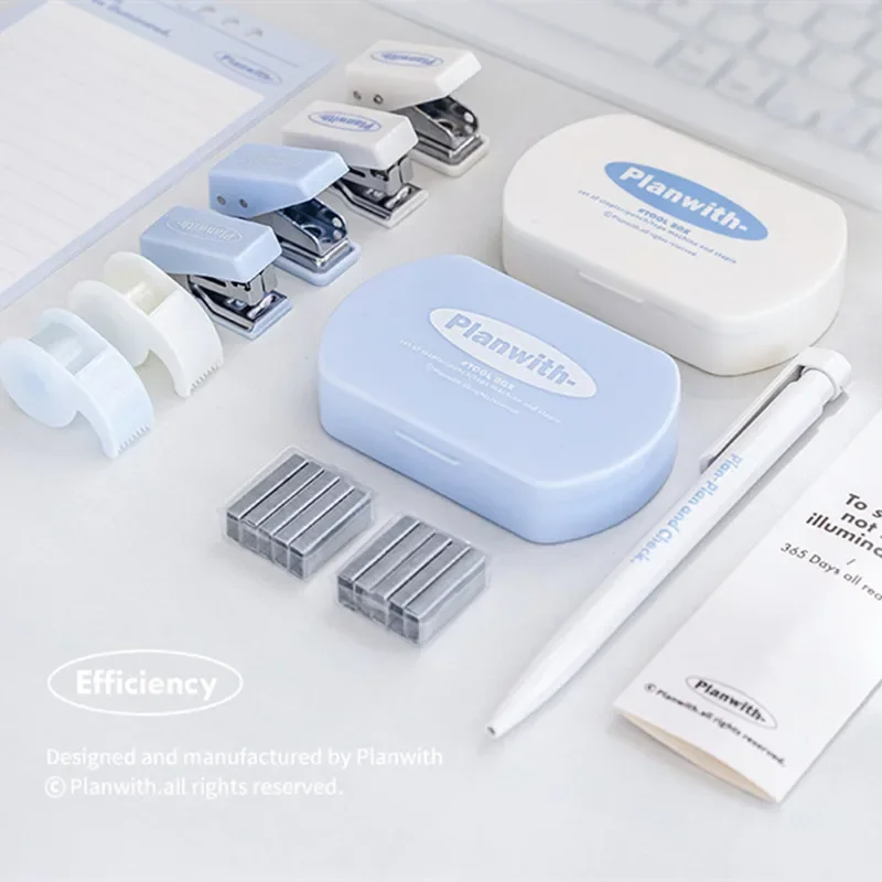 Binding Tool Mini Stapler Staple Punch Hole Tape Machine Set Ins Korean Multifunction Scrapbook Tool Box Student Supplies 3pcs push stapler,mini stapler set