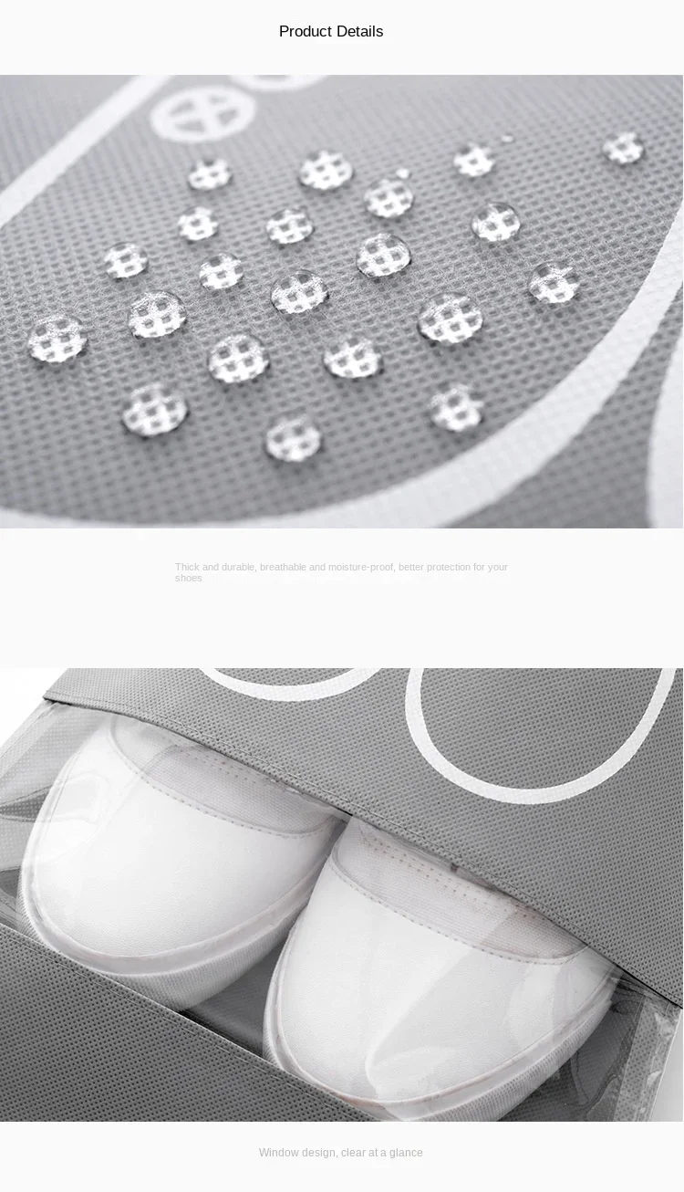 Description Picture 6 of itemNon-woven Fabric Drawstring Drawstring Pocket Shoe Storage Bag Transparent Shoes and Boots Dust Bag One Pcs