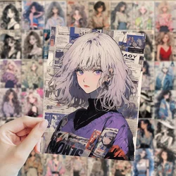 Pack of Vintage Anime Girls Waterproof Stickers - Decorative Retro Kawaii Decals for Laptop, Stationery, and Diary (Random 60PCS)