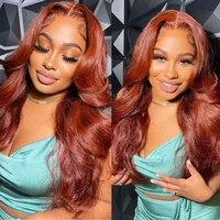 Perruques de cheveux humains ondulés HD brun rougeâtre 13x4 Lace Front, colorées, 13x6, en cheveux Remy vietnamiens, pré-épilées pour femmes 2