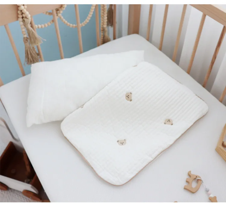 Baby Pillowcase Cotton Pillows 30x50cm Embroidered Pillow & Pillowcase Set Sweat-absorbent and Breathable Children Bedding