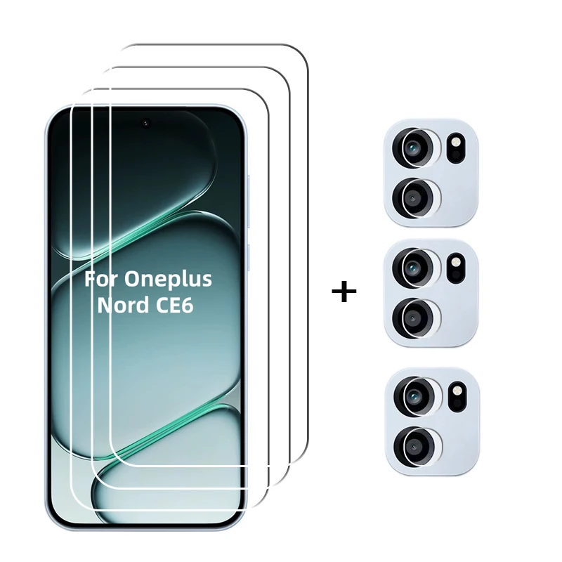 Premium 6-in-1 Tempered Glass & HD Protective Screen Protector with Camera Lens Film