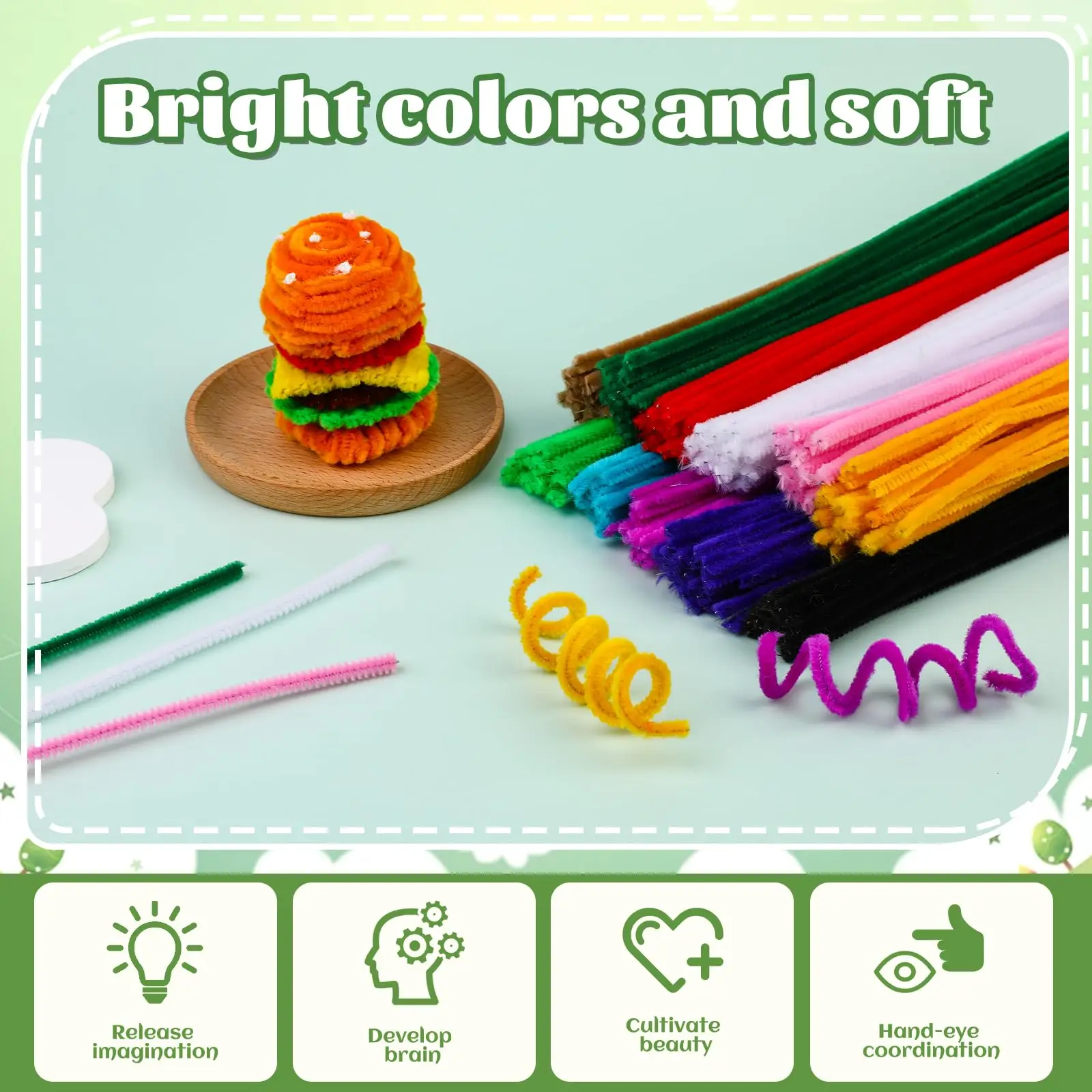 Colorful Pipe Cleaners Chenille Stems 200PCS with Adhesive Eyes and Storage Box Christmas Decoration chenille pipe cleaners