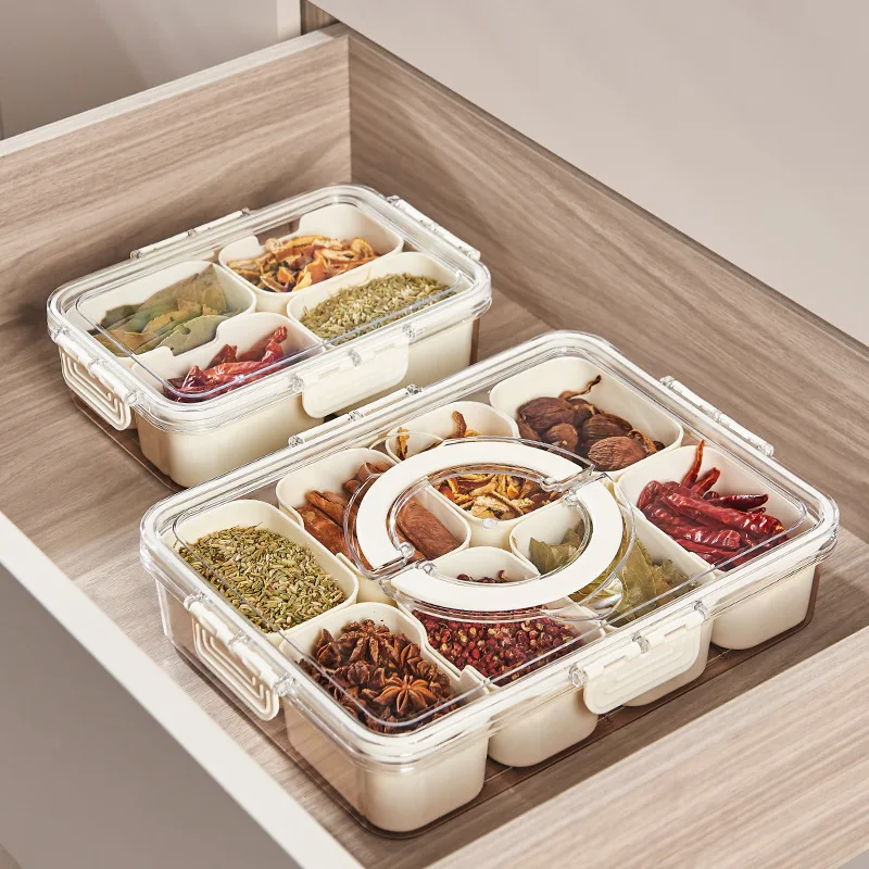 Kitchen Seasoning Storage Box Spice Box Integrated Multi Grid Storage Sealed Tank Moisture-Proof Salt Tank Kitchen Supplies tool Kitchen Seasoning Storage Box Spice Box Integrated Multi Grid Storage Sealed Tank Moisture-Proof Salt Tank Kitchen Supplies tool