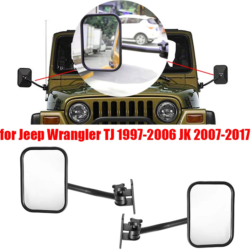 

2 шт., прямоугольные зеркала заднего вида для Jeep Wrangler TJ 1997-2006 JK 2007-2017