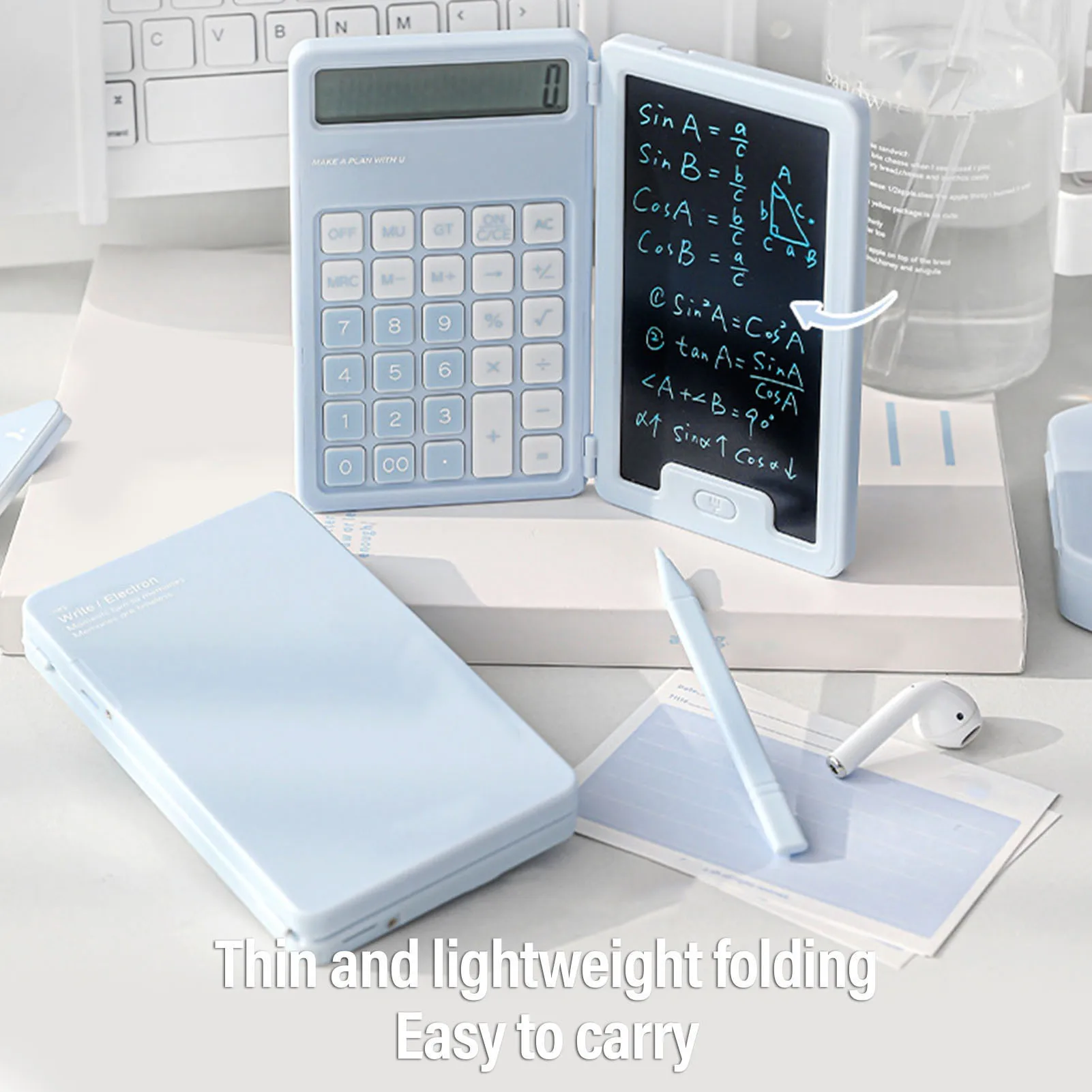 Handwritten Calculator LCD Screen Notepad 12 Big Buttons Portable Calculator for Business School Home Work Space LCD Calculator