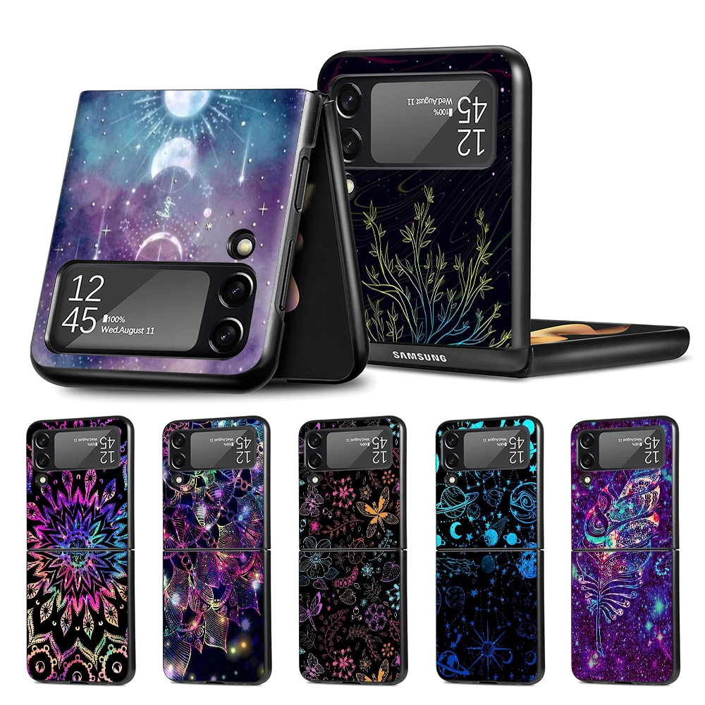 Coque De Téléphone D'Interconnexion Colorée Pour Samsung Galaxy Z Flip4 Flip3 5G, Coque Noire Z Flip 4 3, Pc Dur, Couverture De Luxe