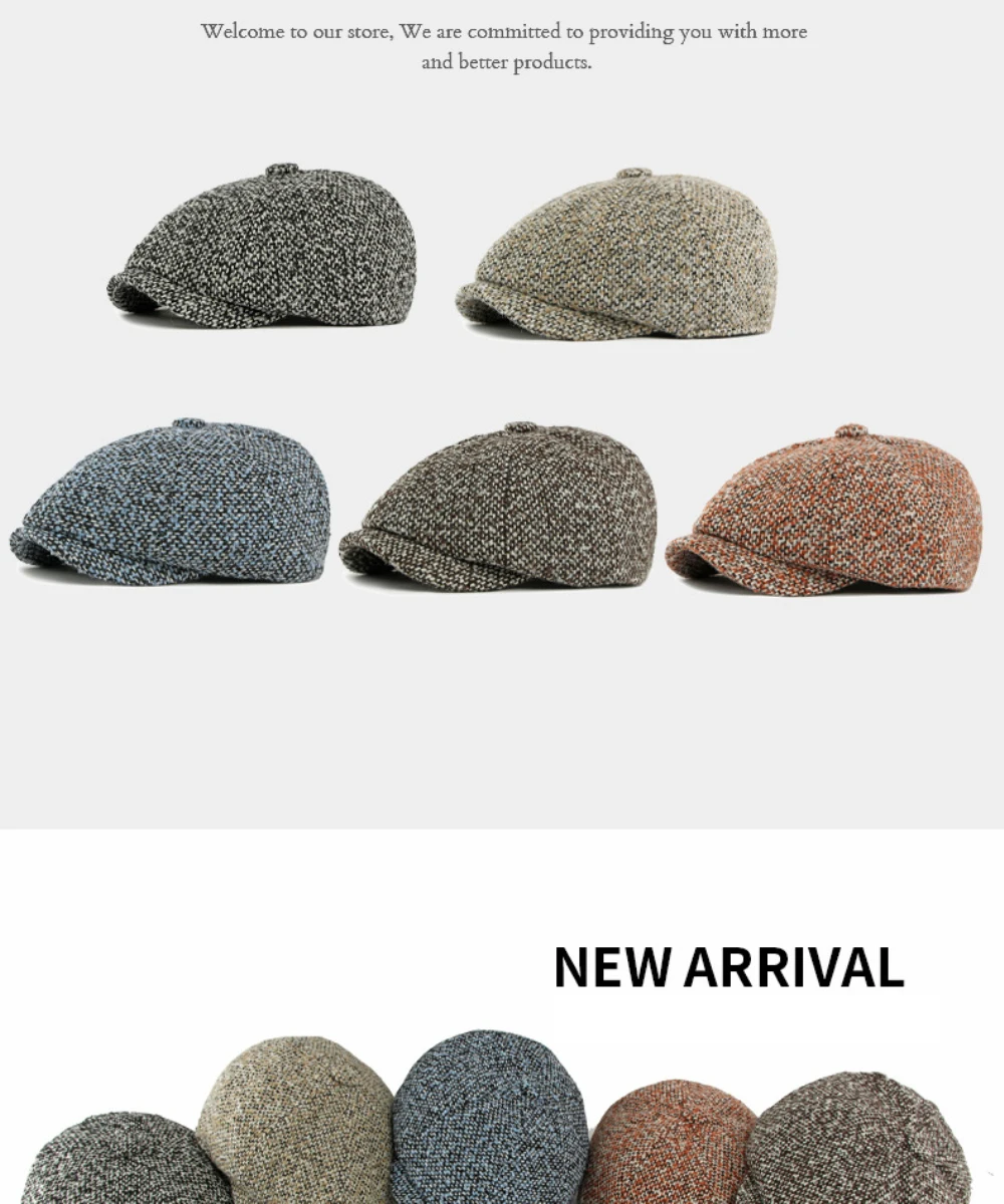 HT5037 Berets Frühling Herbst Winter Kappe Männer Frauen Künstler Maler Baskenmütze Hut Männlich Weiblich Gestrickte Achteckige Hut Einstellbare Baskenmütze Kappe – Detail 5