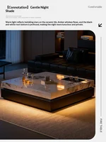 Nouvelle table basse italienne minimaliste 2026 en dalle de roche, motif marbre carré, luxe léger, mobilier moderne et simple pour salon 4