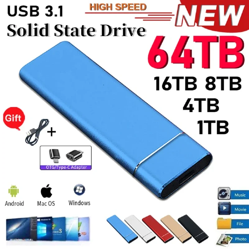 

1TB Portable SSD USB 3.1 High-speed External solid state drive 2TB External Storage Hard Disk hard drive ssd for Laptop Mac PC