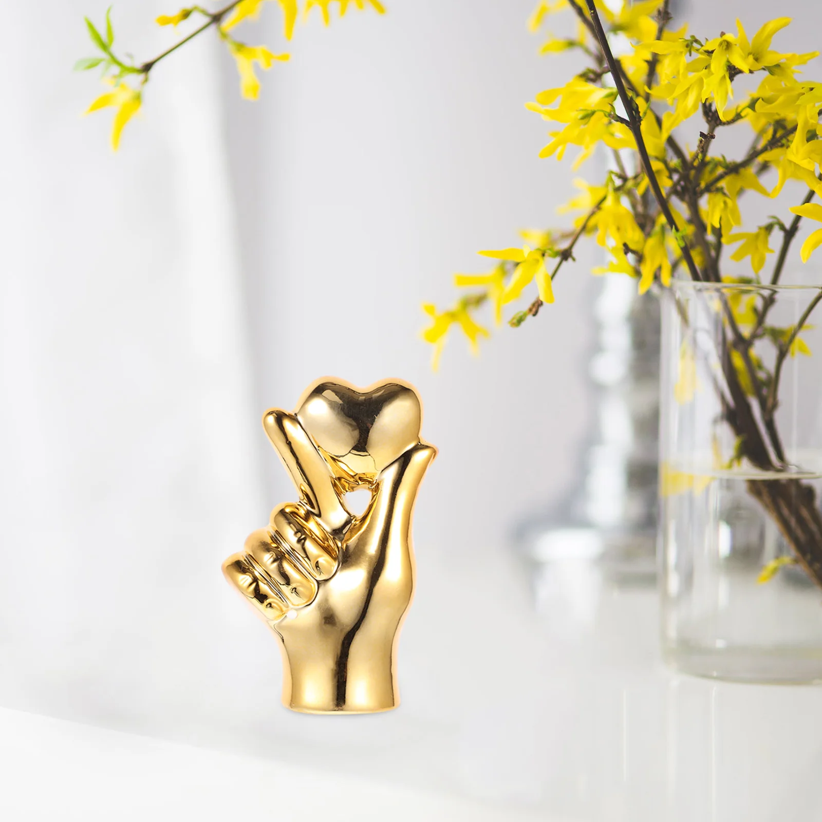 

Heart Gesture Ornaments Home Decor Hand Statue Table Delicate Ceramic Ceramics Desktop Figurine Decoration Sculpture