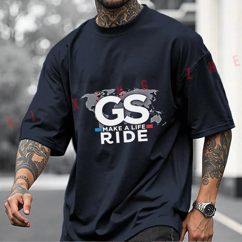 GS MAKE A LIFE RIDE Motorcycle 2026 코튼 캐주얼 티셔츠 남성 여름 오토바이 사이클링 스포츠웨어 탑 티셔츠