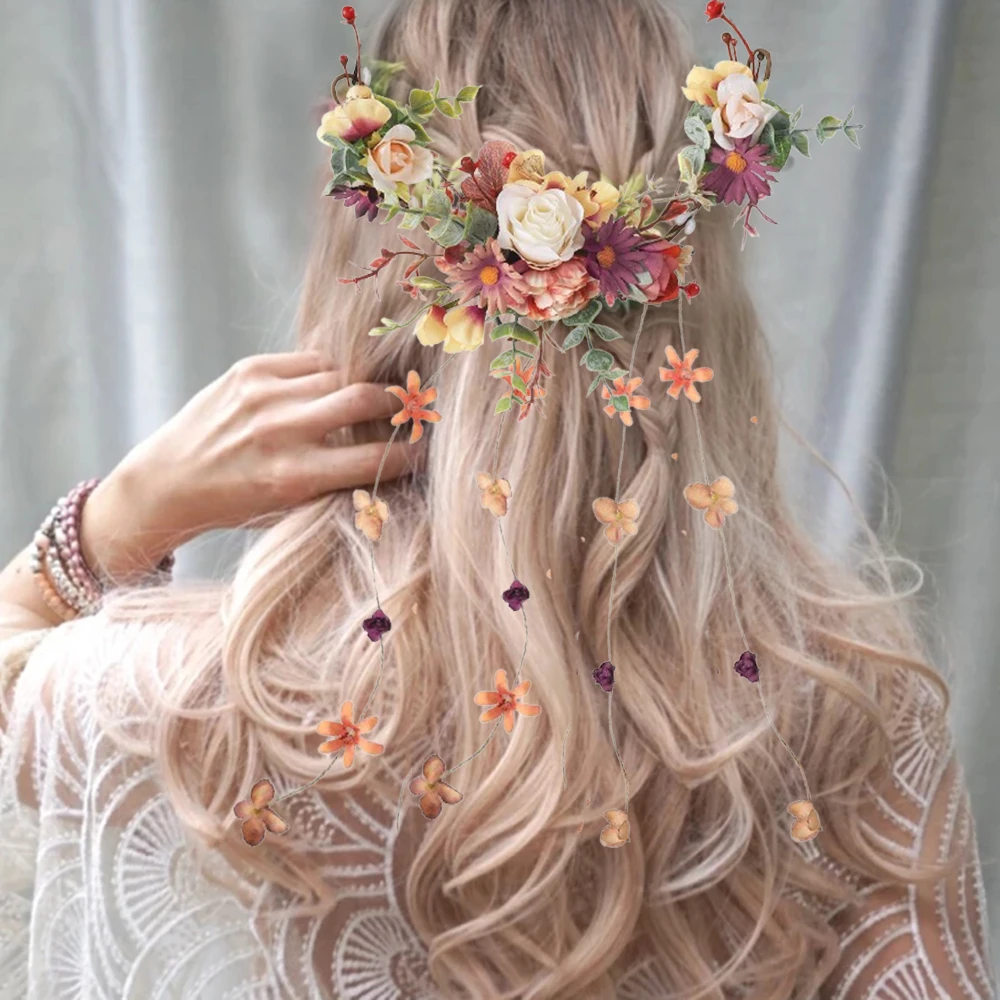 New Bridal Headband Flower Wreath Women Wedding Jewelry Gift Head Hoop Floral Garlands Crown Fashion Hair Accessories Headdress