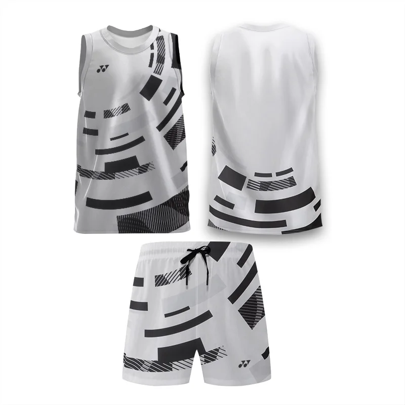 

Men's Summer Eternal Time Sleeveless Sports Vest Shorts Tennis Badminton Set Fast Dry Sweat Run Fitness Two-Piece Set