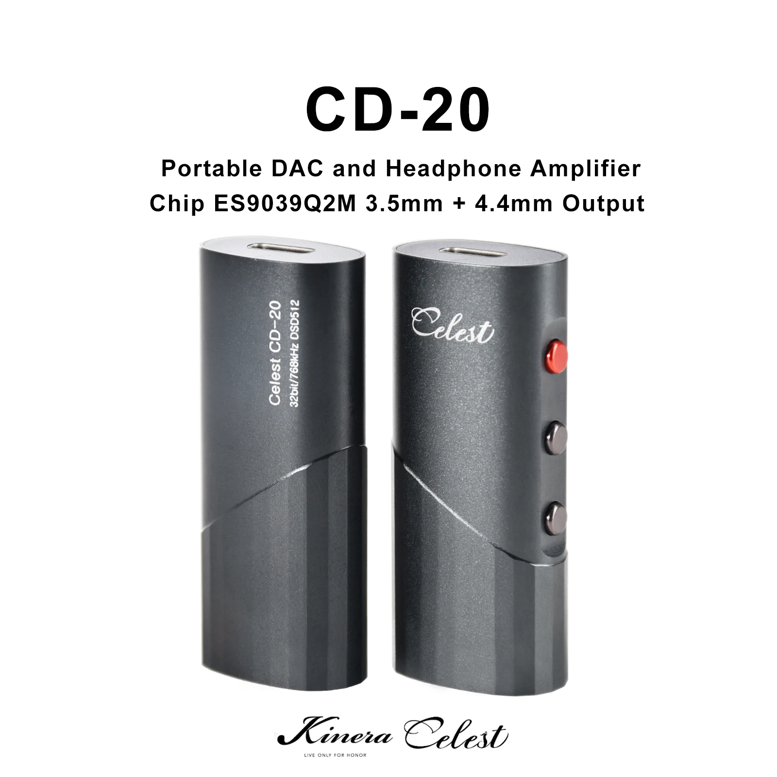 Portable DAC Amplifier Kinera Celest CD-20 Portable DAC and Headphone Amplifier Chip ES9039Q2M 3.5mm + 4.4mm Output Supports Gaming Type-c OTG Cable headphone amplifier portable dac amplifier