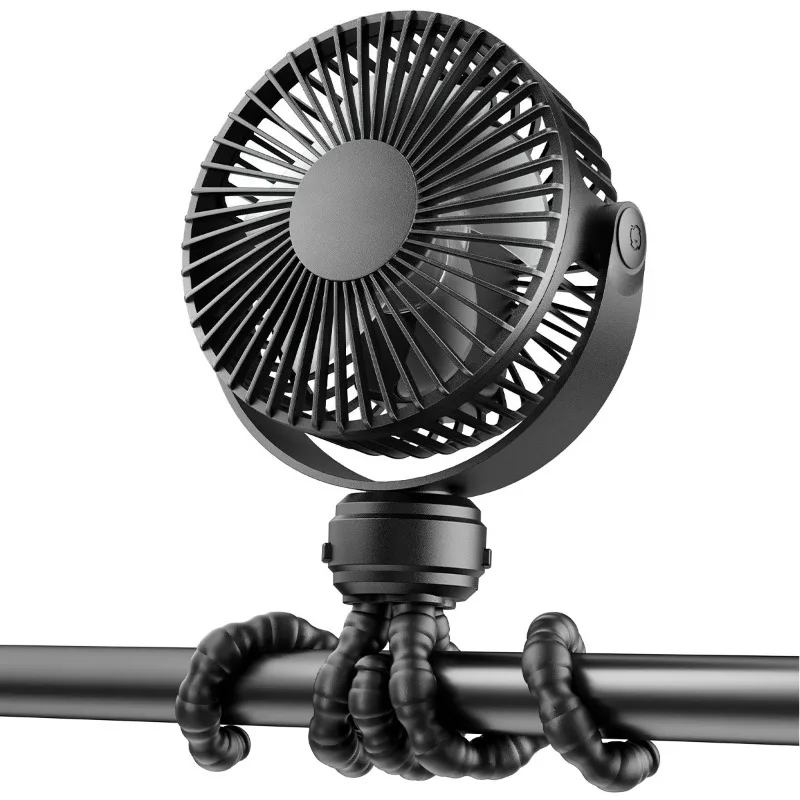 KIDEE Ventilatore Portatile A Clip Per Passeggino - Display LED, Rotazione 360°, Treppiede, Batteria 2000 MAh, Ricaricabile USB - 2