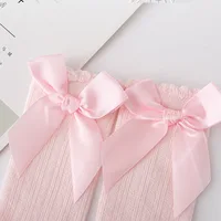 Red Bow Tie Knee High Tube Socks Girls' Christmas Stockings Infants Toddlers Soft Cotton Children Non Slip Floor Socks Baby Gift 4