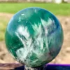 Rare Natural Snowflake Feather Fluorite Ball, Quartz Crystal Energy Ball Mineral Reiki Healing Stone, Degaussing Magic Divinatio 1