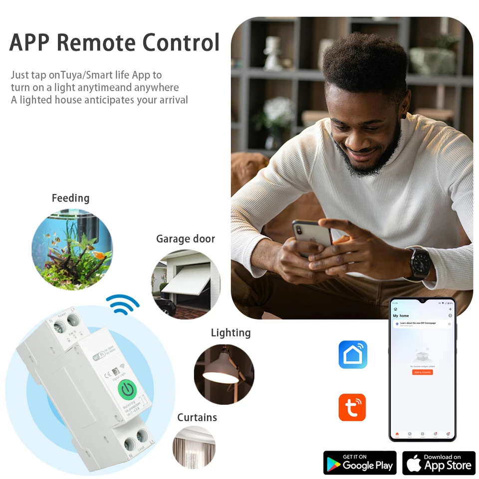E Life Smart Store Tuya Wifi Smart Circuit Breaker Switch With Metering