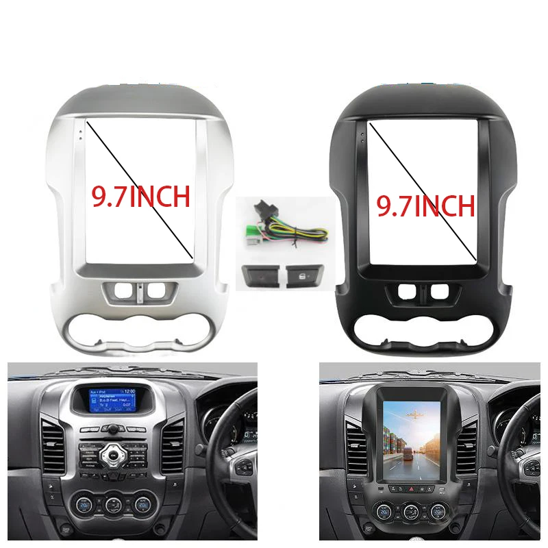

Автомобильный радиоприемник 9,7 дюйма, 2 Din, облицовка для FORD RANGER 2012-2015, мультимедийная рамка в стиле Tesla, видеоплеер, навигация, DVD-панель, отделка