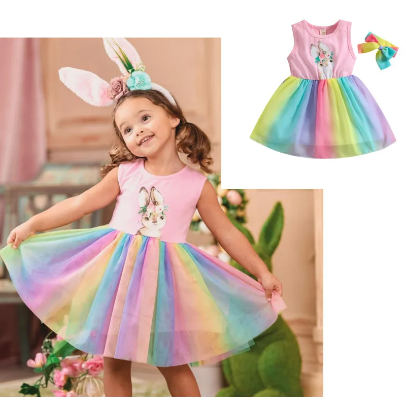 Pudcoco 2022 New 2 Pcs Infant Easter Outfits Baby Girls Sleeveless 