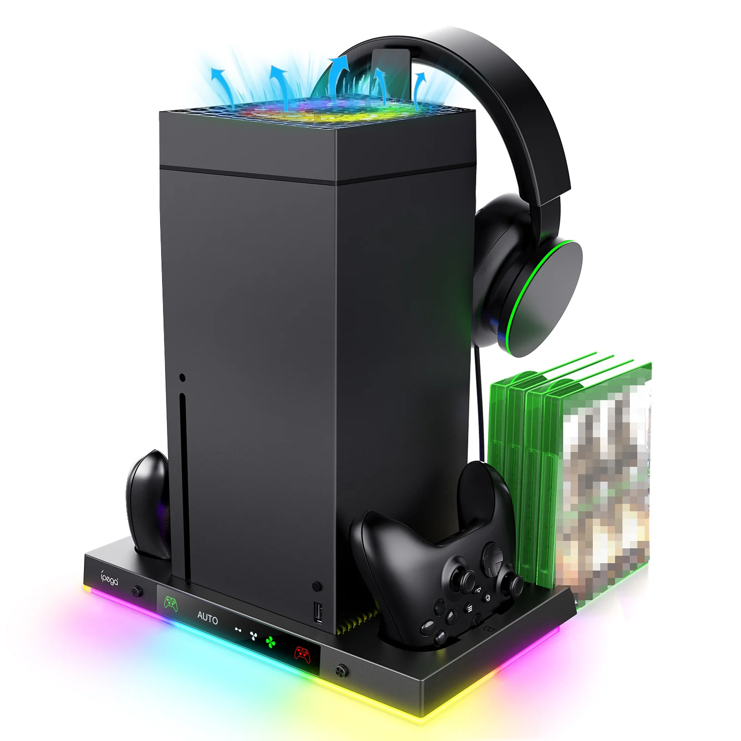IPEGA Stand for Xbox Series X Console,Smart Temperature Control Dock + Overhead Cooling Fan with RGB Light Stand XBX024S
