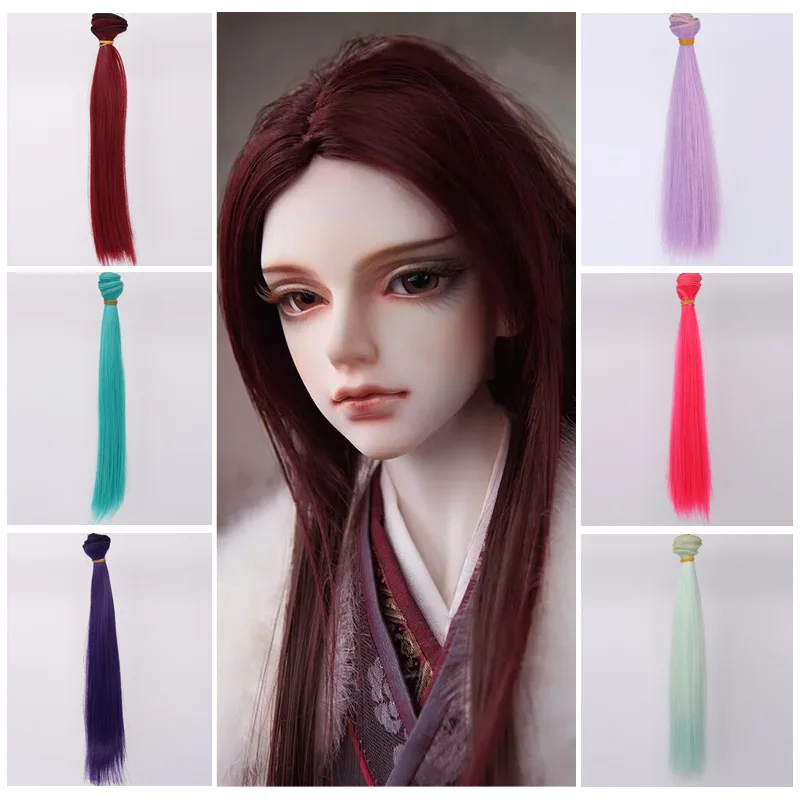 25cm BJD Doll Uncle Wig Long Straight Hair Row Diy High Temperature Silk Hair Color Doll Accessories