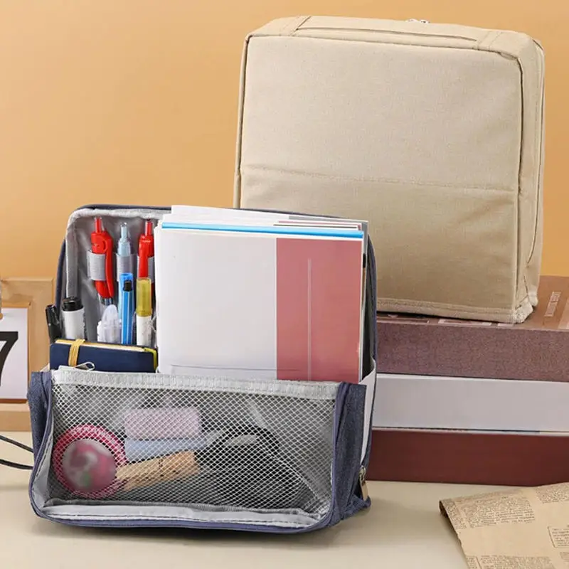 مقلمة متعددة الطبقات ذات سعة كبيرة، حقيبة مستحضرات...